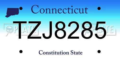 TZJ8285 Connecticut License Plate