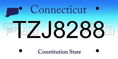 TZJ8288 Connecticut License Plate