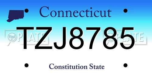 TZJ8785 Connecticut License Plate