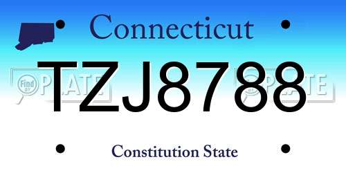 TZJ8788 Connecticut License Plate