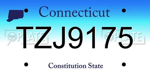 TZJ9175 Connecticut License Plate
