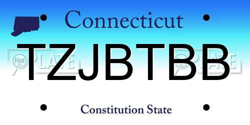 TZJBTBB Connecticut License Plate
