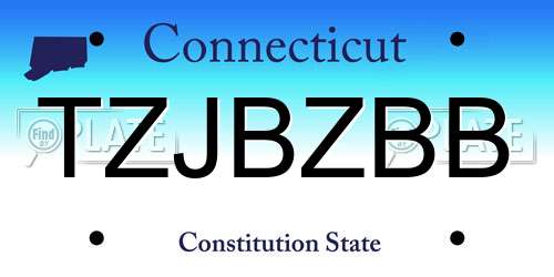 TZJBZBB Connecticut License Plate