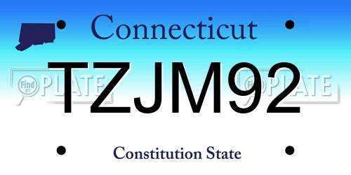 TZJM92 Connecticut License Plate