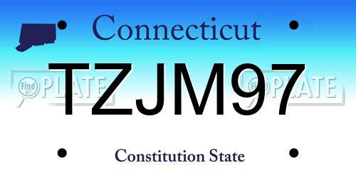 TZJM97 Connecticut License Plate