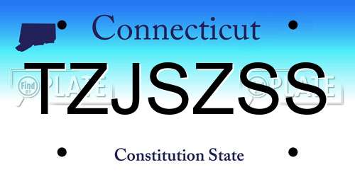 TZJSZSS Connecticut License Plate