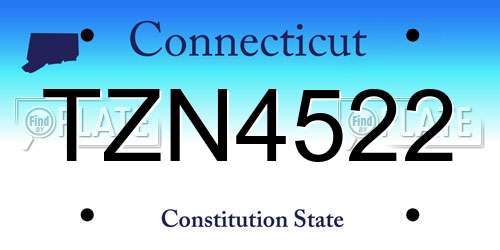 TZN4522 Connecticut License Plate