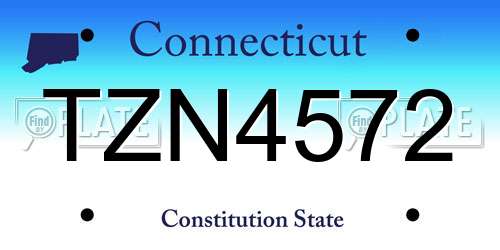 TZN4572 Connecticut License Plate