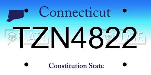 TZN4822 Connecticut License Plate