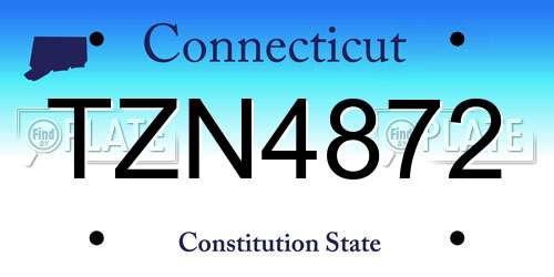 TZN4872 Connecticut License Plate