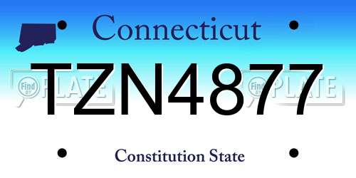 TZN4877 Connecticut License Plate