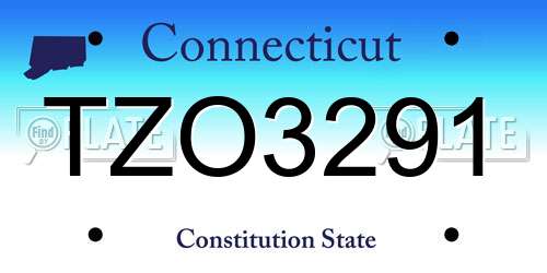 TZO3291 Connecticut License Plate