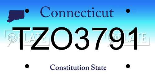 TZO3791 Connecticut License Plate