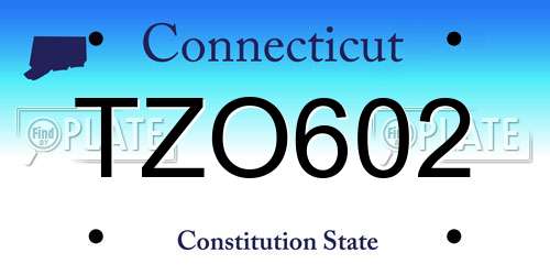 TZO602 Connecticut License Plate