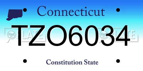 TZO6034 Connecticut License Plate