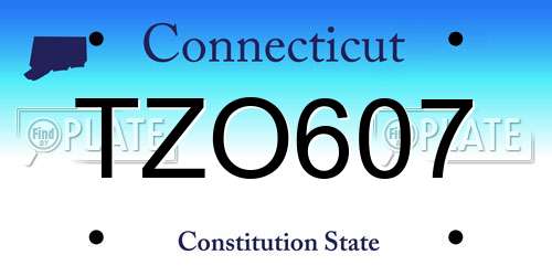 TZO607 Connecticut License Plate