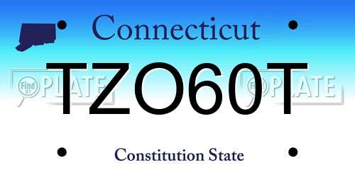 TZO60T Connecticut License Plate