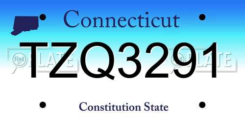 TZQ3291 Connecticut License Plate