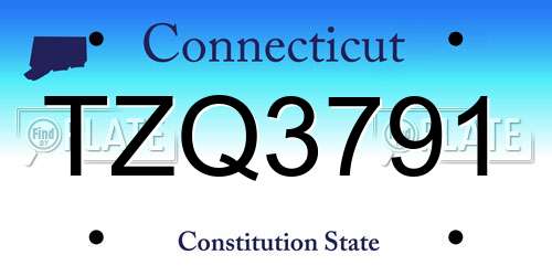 TZQ3791 Connecticut License Plate