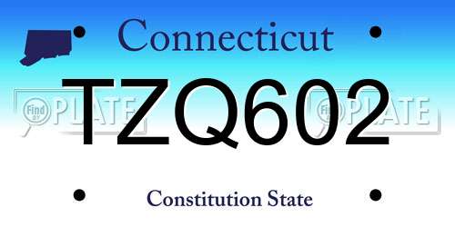 TZQ602 Connecticut License Plate