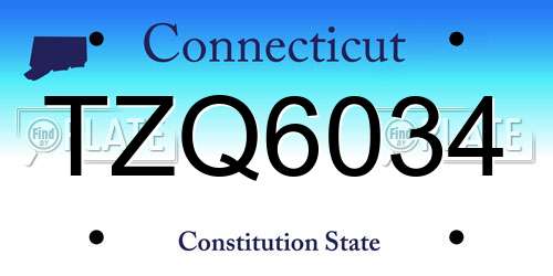 TZQ6034 Connecticut License Plate