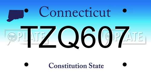 TZQ607 Connecticut License Plate