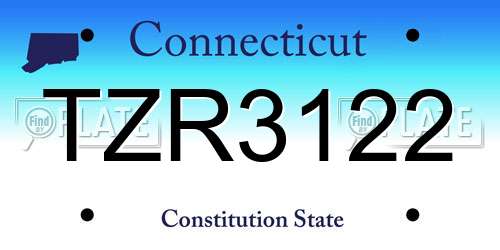TZR3122 Connecticut License Plate