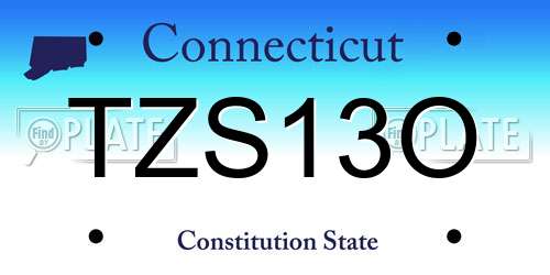 TZS13O Connecticut License Plate