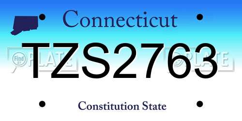 TZS2763 Connecticut License Plate