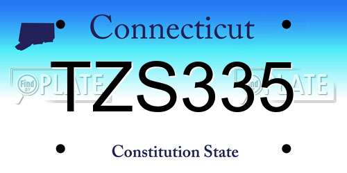 TZS335 Connecticut License Plate