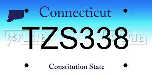 TZS338 Connecticut License Plate