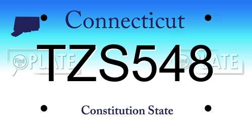 TZS548 Connecticut License Plate