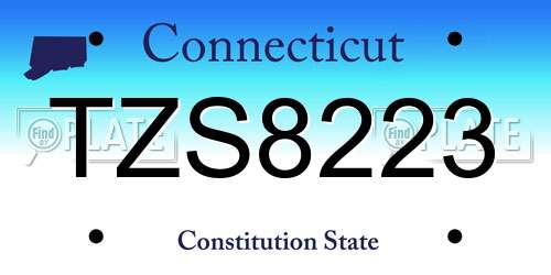 TZS8223 Connecticut License Plate