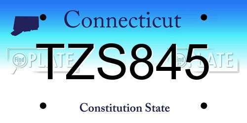 TZS845 Connecticut License Plate