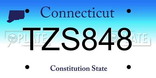 TZS848 Connecticut License Plate