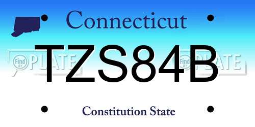 TZS84B Connecticut License Plate