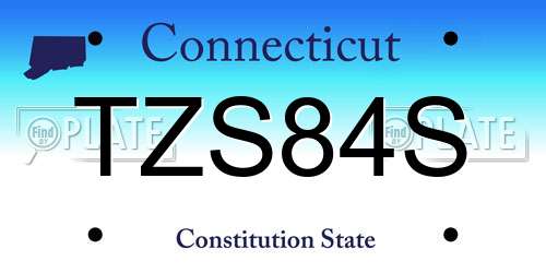 TZS84S Connecticut License Plate