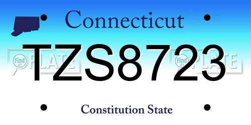 TZS8723 Connecticut License Plate