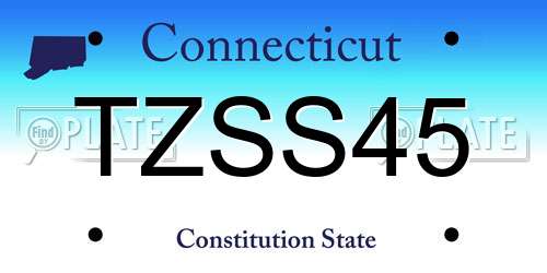 TZSS45 Connecticut License Plate