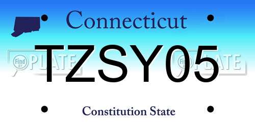 TZSY05 Connecticut License Plate