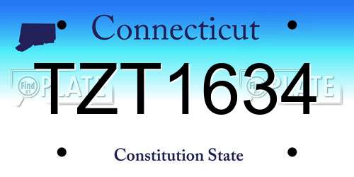TZT1634 Connecticut License Plate