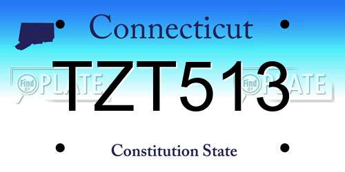 TZT513 Connecticut License Plate