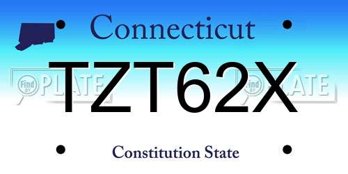TZT62X Connecticut License Plate
