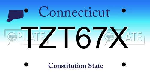TZT67X Connecticut License Plate