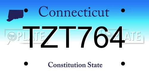 TZT764 Connecticut License Plate