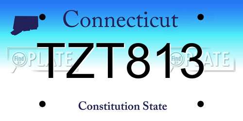 TZT813 Connecticut License Plate