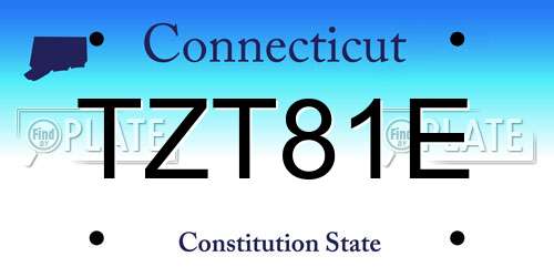 TZT81E Connecticut License Plate