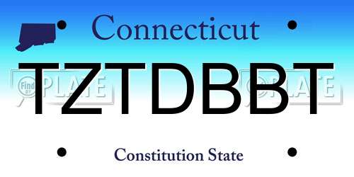 TZTDBBT Connecticut License Plate