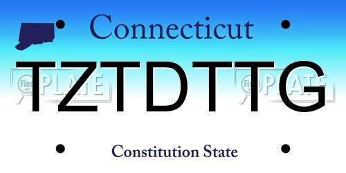 TZTDTTG Connecticut License Plate