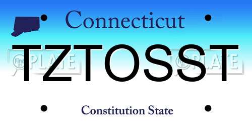 TZTOSST Connecticut License Plate